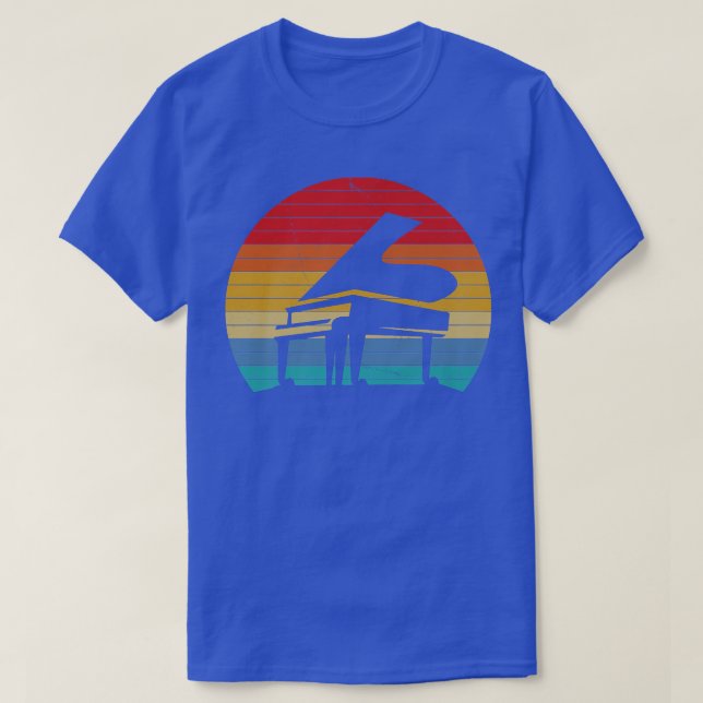 Camiseta Retro Grand Piano Music Loving Pianist  (Frente do Design)
