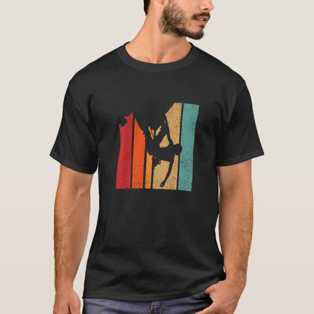 Camiseta Retro Graphic Climbing Bouldering Rock Climber Mou (Frente)