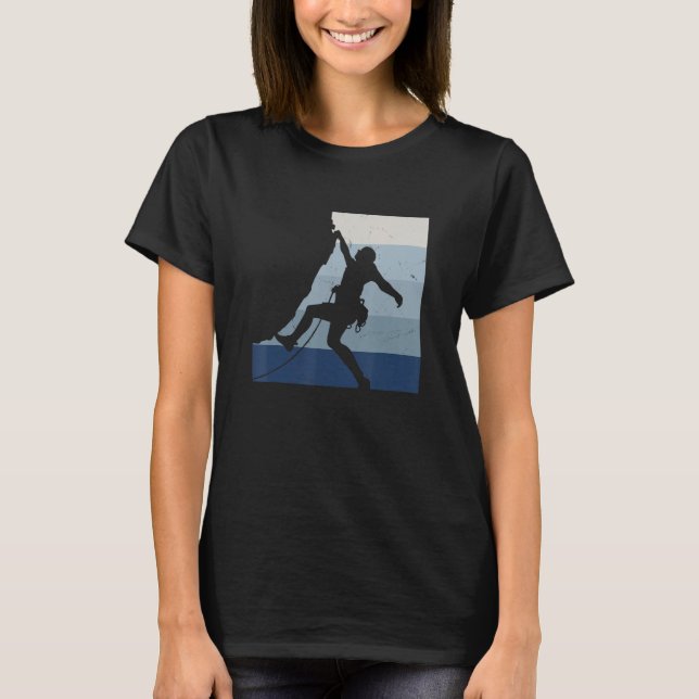 Camiseta Retro Graphic Climbing Bouldering Rock Climber Mou (Frente)
