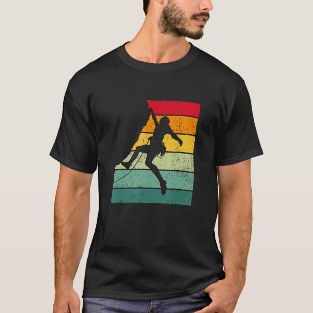 Camiseta Retro Graphic Climbing Bouldering Rock Climber Mou (Frente)