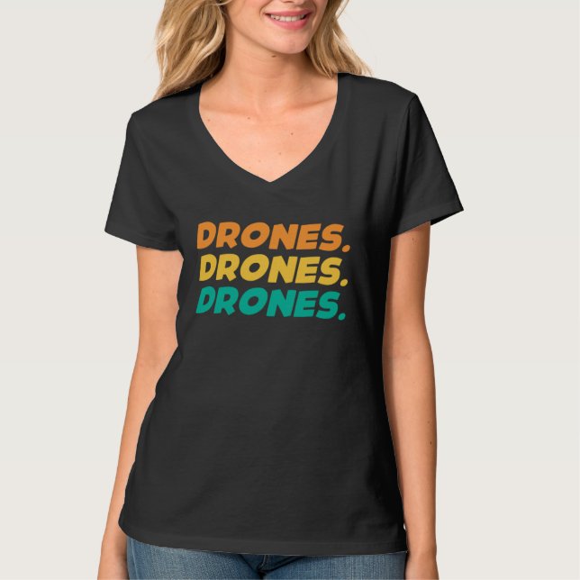 Camiseta Retro Graphic Drone Flying Quadcopter Pilot RC Dro (Frente)