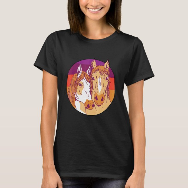 Camiseta Retro Graphic Horse Lover Equestrian Rider Horses  (Frente)