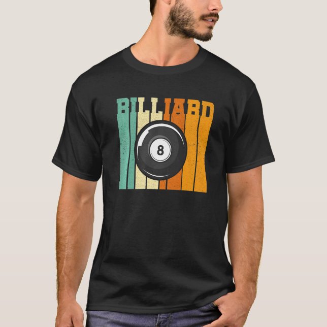Camiseta Retro Graphic Pool Billard Snooker Billard Cue 8 B (Frente)