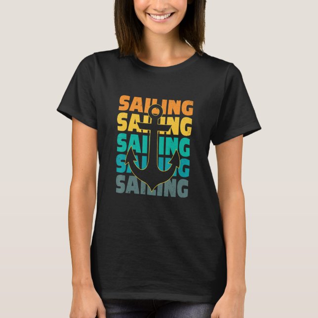 Camiseta Retro Graphic Sailboat Captain Sailing Sea Boat Sa (Frente)