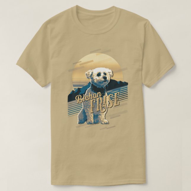 Camiseta Retro Graphics Bichon Frise Blue ID754 (Frente do Design)