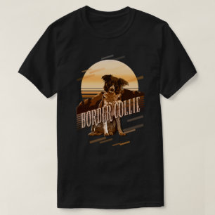 Camiseta Retro Graphics Border Collie Dourado ID754