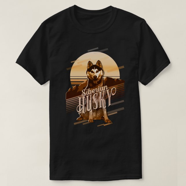 Camiseta Retro Graphics Siberian Husky Dourado ID754 (Frente do Design)