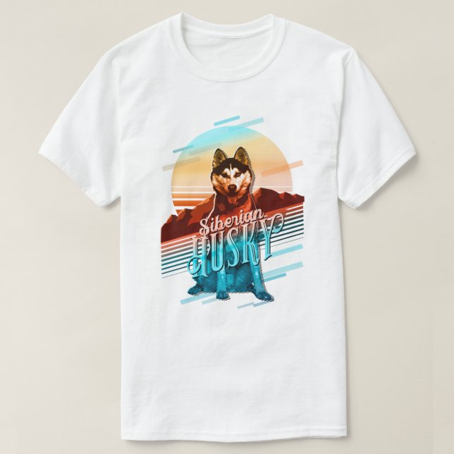 Camiseta Retro Graphics Siberian Husky Multi-Color ID754 (Frente do Design)