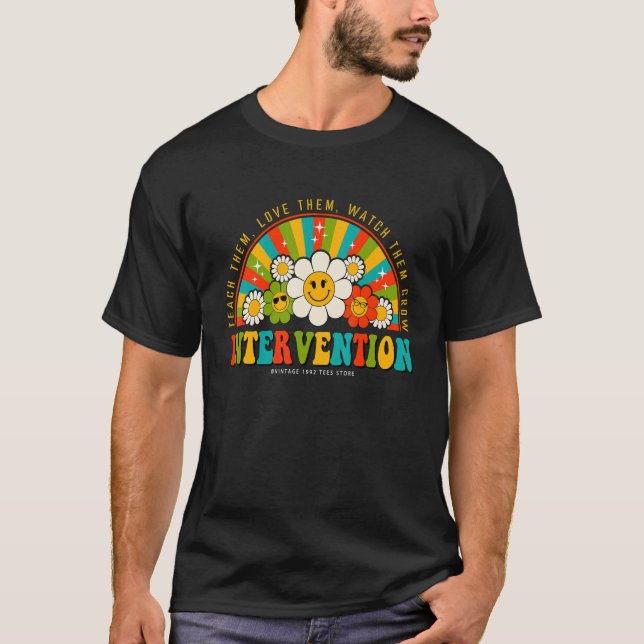 Camiseta Retro Groovy 100 Dias De Professora Interventi (Frente)