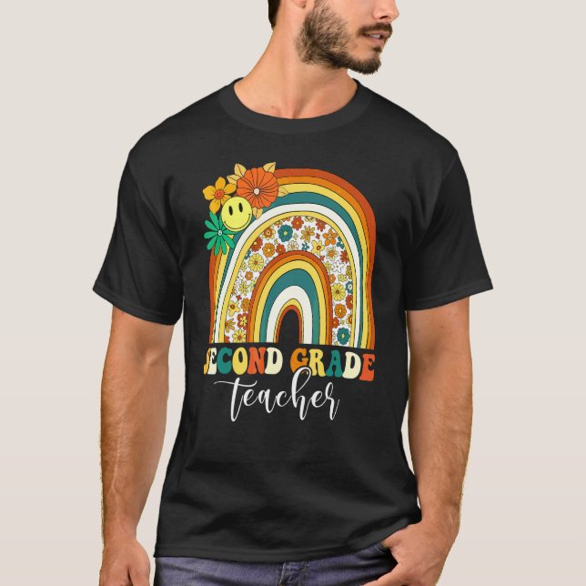 Camiseta Retrô Groovy 2º Segundo Grau Professora Arco-íris  (Frente)