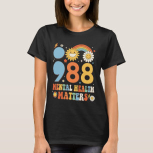Camiseta Retro Groovy 988 Problemas De Saúde Mental Suicídi