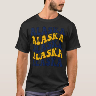Camiseta Retro Groovy Alaska State Home I Love Alaska Flag