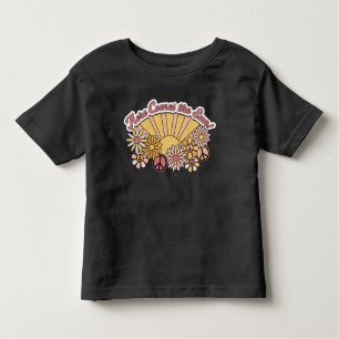 Camiseta Retro Groovy Aqui vem o gráfico da vindima solar