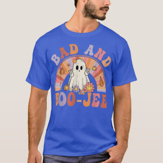 Camiseta Retro Groovy Bad E Boo-Jee Floral Ghost Hallowee