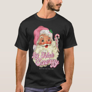 Camiseta Retro Groovy Big Nick Santa Energia Rosa Natal Chr