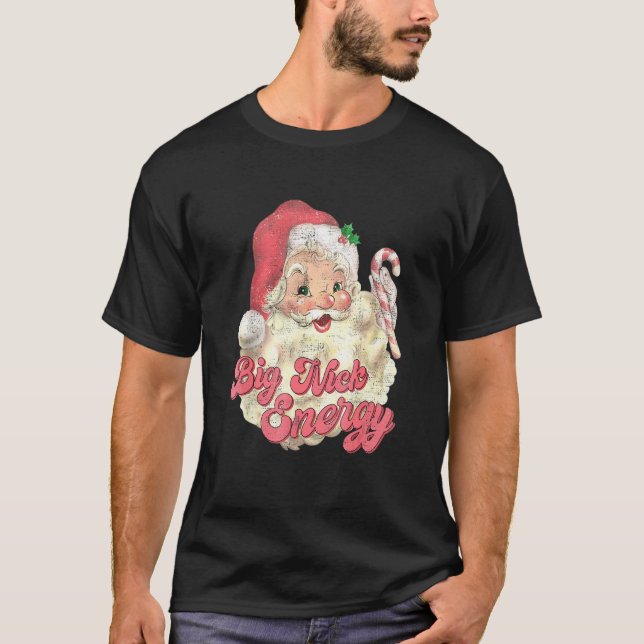 Camiseta Retro Groovy Big Nick Santa Energy Christmas (Frente)