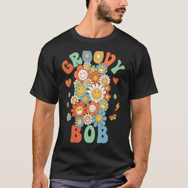 Camiseta Retro Groovy Bob Groovy Festa de aniversário Corre (Frente)