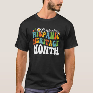 Camiseta Retro Groovy Celebrando Patrimônio Hispânico Mês L