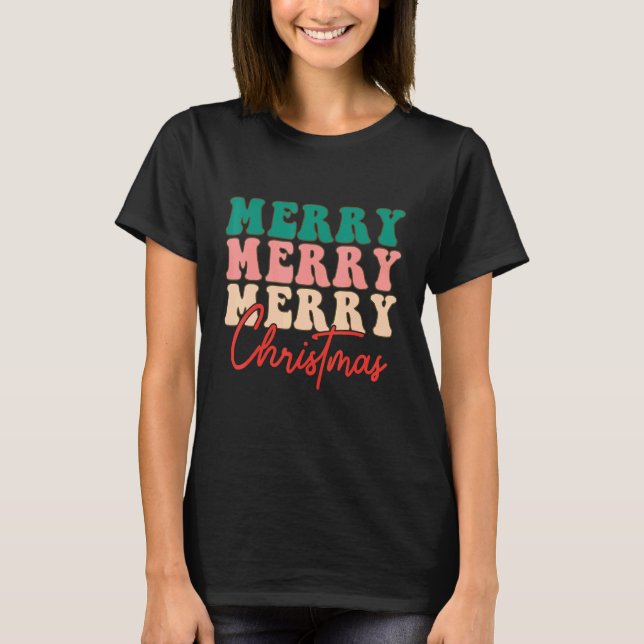 Camiseta Retro Groovy Christmas Men Women Kids (Frente)