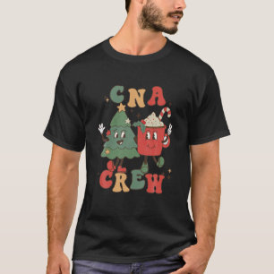 Camiseta Retro Groovy CNA Crew Enfermeira de Natal Xmas Tre