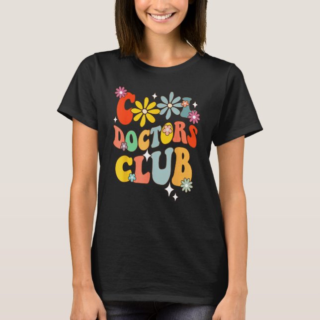 Camiseta Retro Groovy Cool Doctors Club Floral  Doctor (Frente)