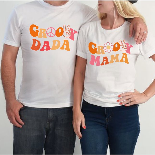 Camiseta retro groovy dada First Birthday Matching (Criador carregado)