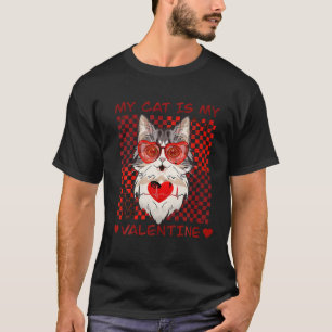 Camiseta Retro Groovy Dia de os namorados Hippie Gato Engra