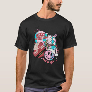 Camiseta Retro Groovy Enfeites de natal Trendy Santa Claus