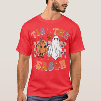 Camiseta Retro Groovy Esta É A Época Pumpkin Ghost Hippie H