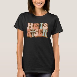 Camiseta Retro Groovy Está Risen Jesus Páscoa Religiosa Ch