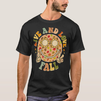 Camiseta Retro Groovy Fall Autumn Leaves Season Obrigado