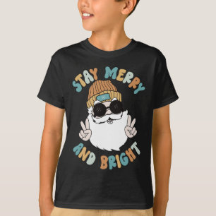 Camiseta Retro Groovy Feliz de Natal Fique Brilhante Papais