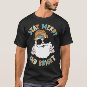 Camiseta Retro Groovy Feliz de Natal Fique Brilhante Papais