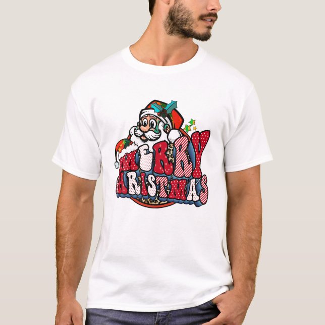 Camiseta Retro Groovy Feliz Natal (Frente)