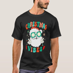 Camiseta Retro Groovy Feliz Natal Vibes Papai Noel Ho