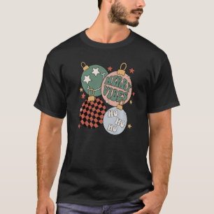 Camiseta Retro Groovy Feliz Vibes Papais noeis de Natal Cla
