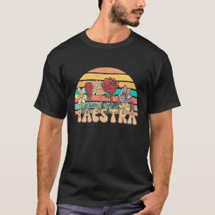 Camiseta Retro Groovy Floral Maestra Professora Espanhola D