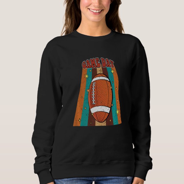 Camiseta Retro Groovy Football Game Day Family Matching Foo (Frente)