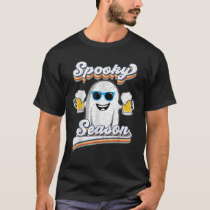 Camiseta Retro Groovy Ghost Spooky Season Floral Pumpkin Ha