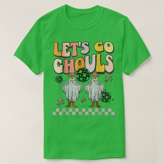 Camiseta Retro Groovy Go Ghouls Ghost 70s Hippie Hall (Frente do Design)