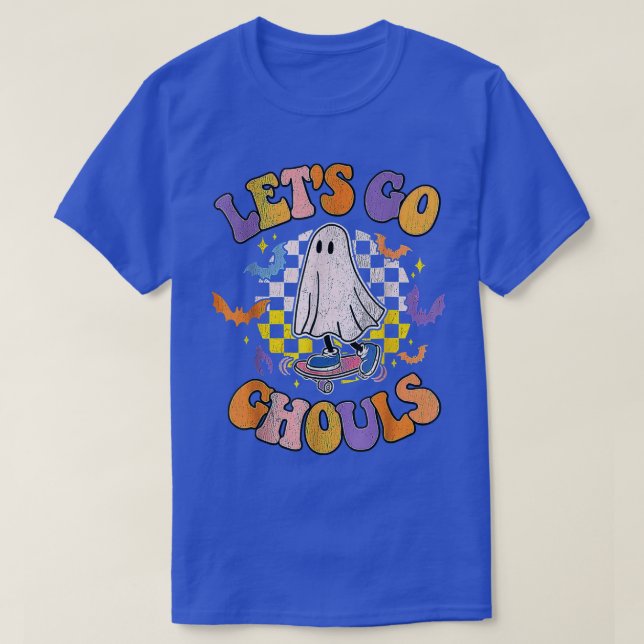 Camiseta Retro Groovy Go Ghouls Ghost 70s Hippie Hall (Frente do Design)