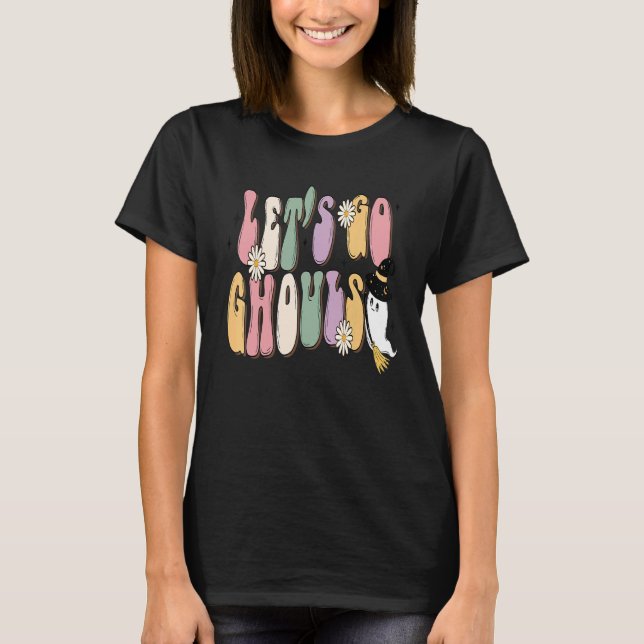 Camiseta Retro Groovy Go Ghouls Ghost 70s Spooky Hall (Frente)