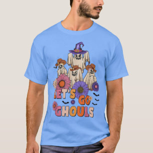 Camiseta Retro Groovy Go Ghouls Halloween Ghost Outfi