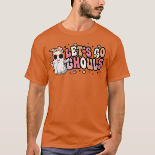 Camiseta Retro Groovy Go Ghouls Halloween Ghost Outfi
