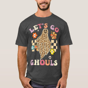 Camiseta Retro Groovy Go Ghouls Halloween Leopard Gho