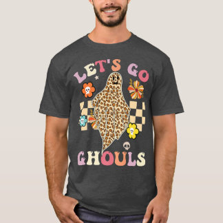 Camiseta Retro Groovy Go Ghouls Halloween Leopard Gho