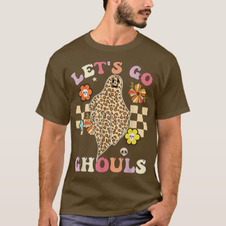 Camiseta Retro Groovy Go Ghouls Halloween Leopard Gho