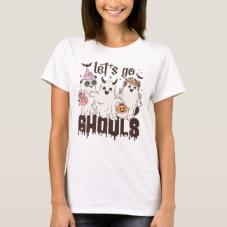 Camiseta Retro Groovy Go Ghouls Halloween T shirts