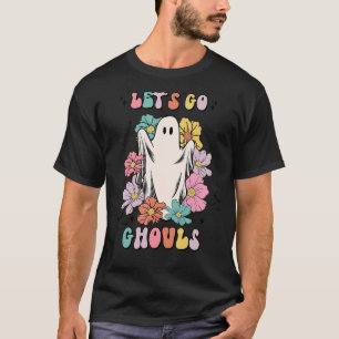 Camiseta Retro Groovy Go Ghouls Hippie Ghost Hallowee