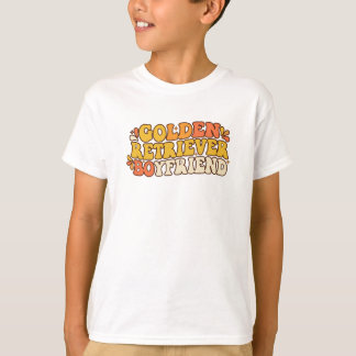 Camiseta Retro Groovy Golden Retriever Boyfriend - 70s Typo